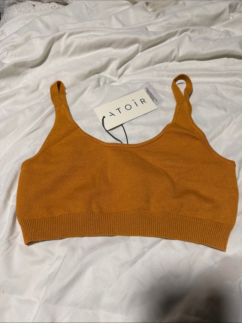Atoir Burnt Orange Ribbed Knit Crop Tank